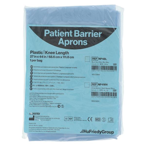 Patient Apron Knee Length Blue Fluid Resistant Ea