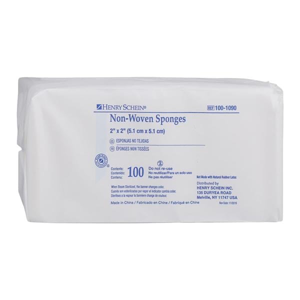 100% Cotton Non-Woven Sponge 2x2" 4 Ply Non-Sterile Square LF