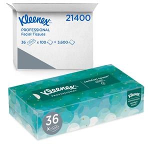 Kleenex Tissu Facial Blanc Boîte plate 2 épaisseurs 36/caisse