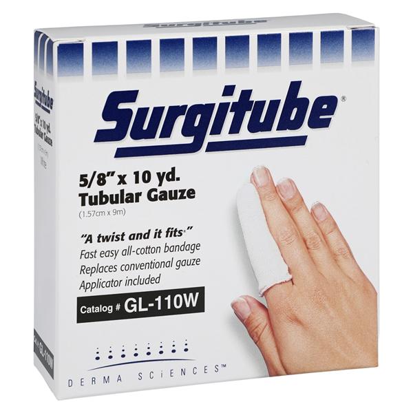 Surgitube Bandage Gauze .63"x10yd Size 1 White LF Non-Sterile Rl