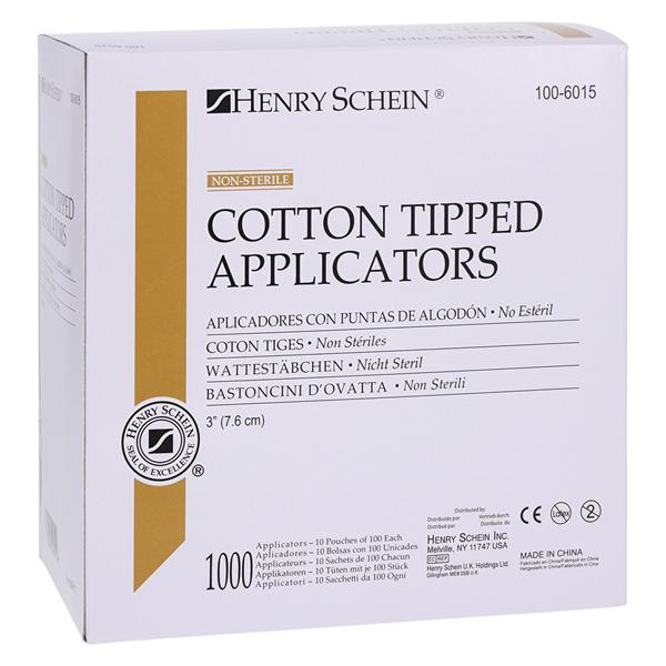 Cotton Tipped Applicator Non Sterile 3 in 1000/Bx