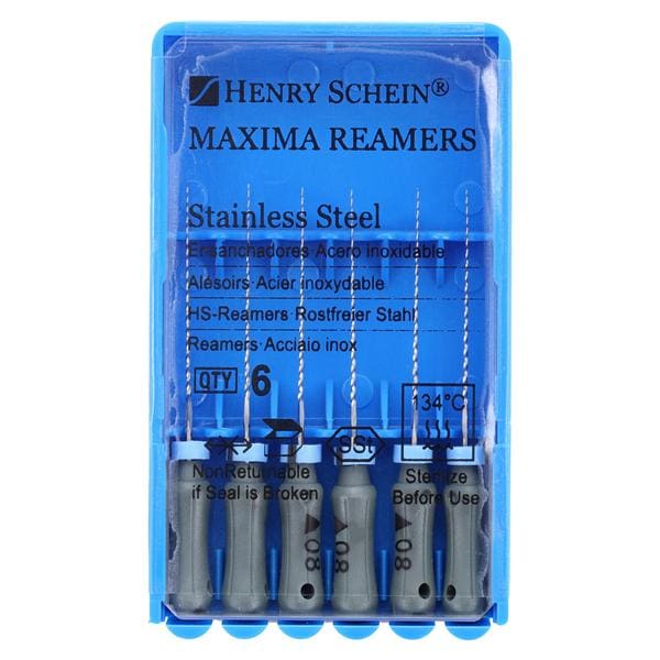 Maxima Hand Reamer 21 mm Size 8 Stainless Steel Grey 6/Pk