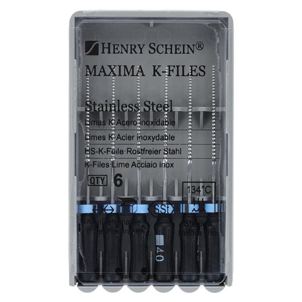 Maxima Hand K-File 25 mm Size 40 Stainless Steel Black 6/Pk