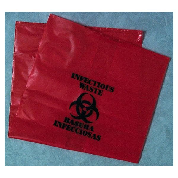 Biohazard Bag 18gal Red Non-Sterile Medium 100/Ca