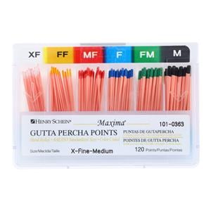 Maxima Hand Rolled Gutta Percha Points X-Fine / Medium 120/Bx