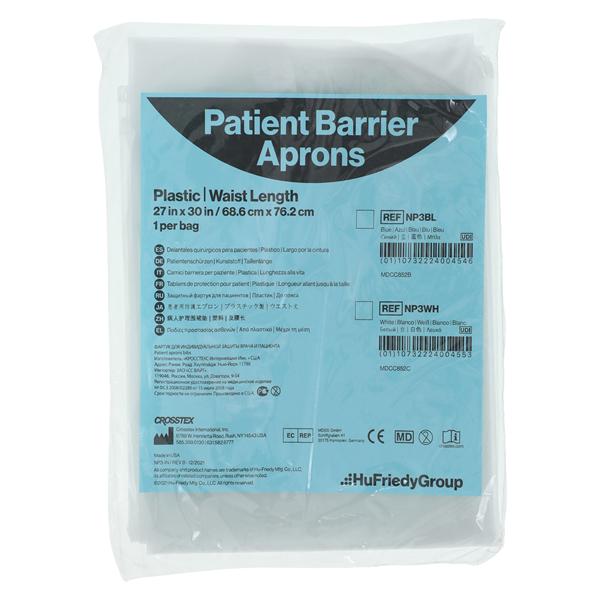 Patient Apron Waist Length White Fluid Resistant Ea