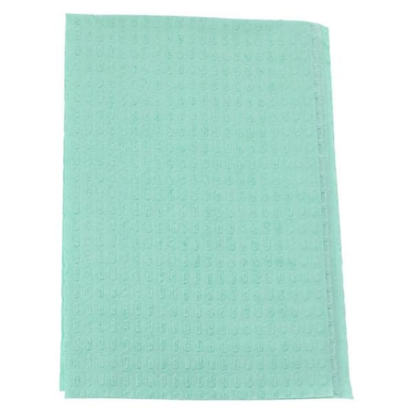 TIDI Ultimate Waffle Towel Bib 3 Ply Tiss/Poly 13 in x 18 in Grn Dsp 500/Ca