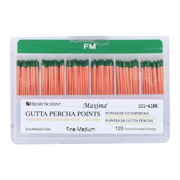 Maxima Hand Rolled Gutta Percha Points Fine-Medium 120/Bx