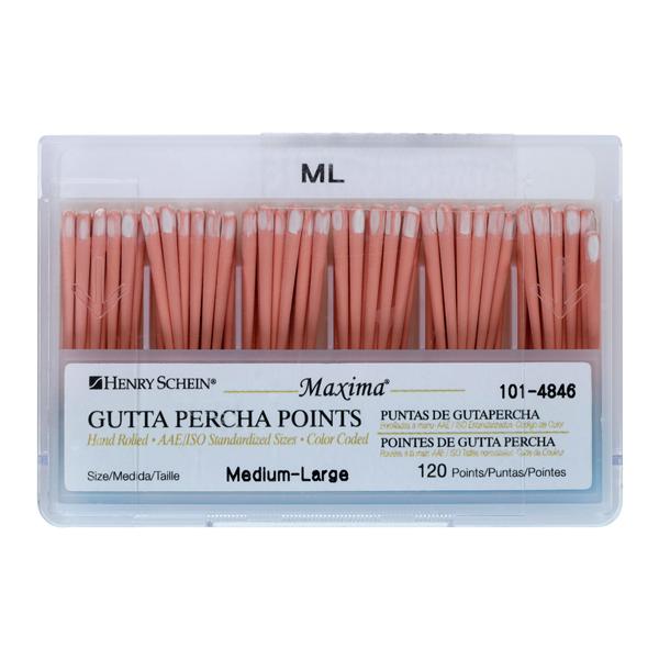 Maxima Hand Rolled Gutta Percha Points Medium / Large 120/Bx