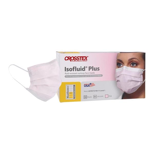 Isofluid Plus Masque Bande auriculaire ASTM niveau 1 Rose 50/boîte, 40 BX/CA