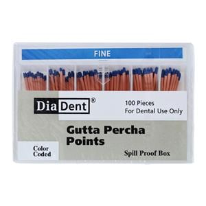 Hand Rolled Gutta Percha Points Fine Blue 100/Bx