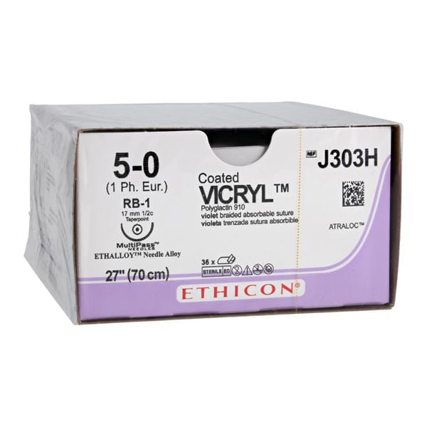 Suture 5-0 Polyglactin 910 RB-1 Coated Vicryl Violet 27" Braid 36/Bx