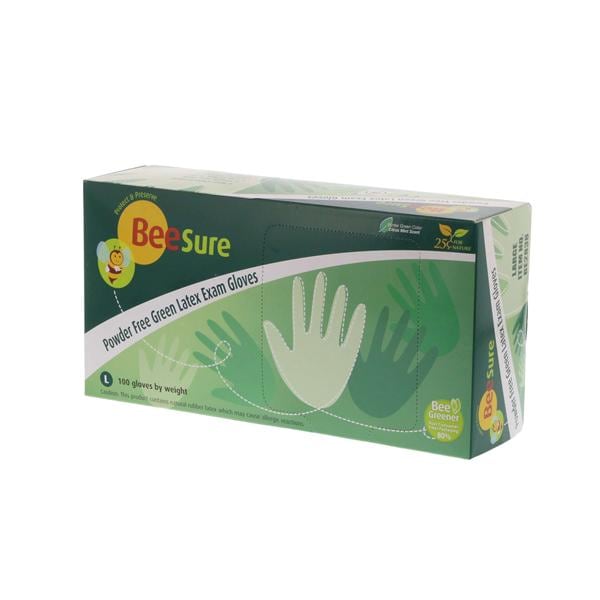 BeeSure Gants Latex Grand Non stérile Vert hivernal Menthe citronnée 100/boîte