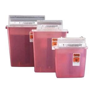 Container Sharps 5qt Translucent Red Ea