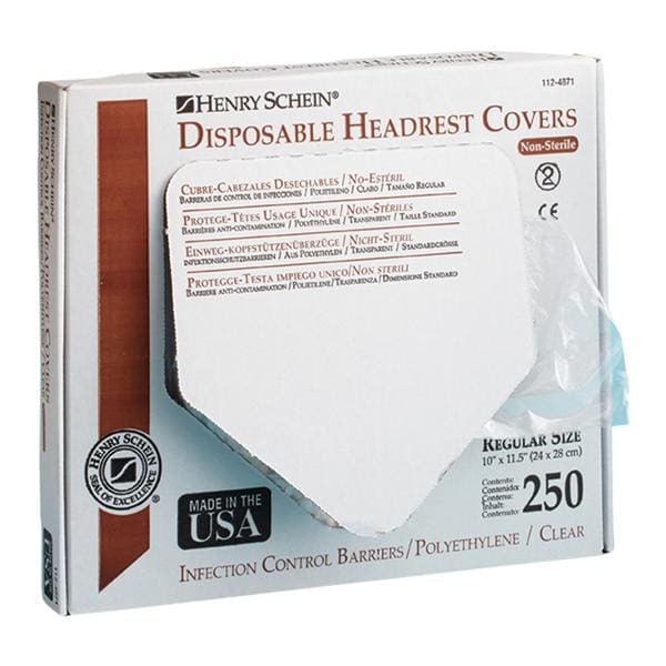 Headrest Cover 11.5 in x 10 in Plastic Clear Disposable 250/Bx