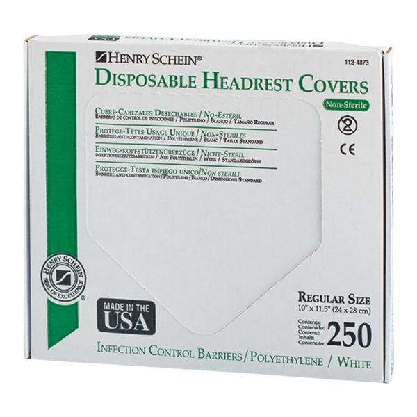 Headrest Cover 11.5 in x 10 in Plastic White Disposable 250/Bx