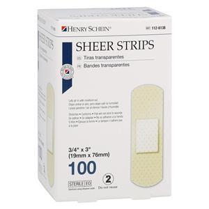 Bandage Strips Plastic 3/4x3" Flexible Sheer/Flesh LF 100/Bx