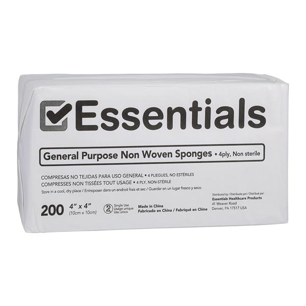 Essentials Cotton Non-Woven Sponge 4x4" 4 Ply Non-Sterile