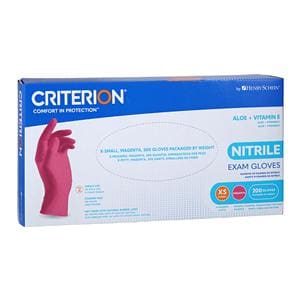 Criterion Aloe + Vitamin E Nitrile Exam Gloves X-Small Magenta Pink Non-Sterile