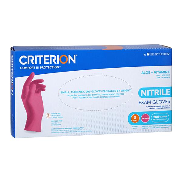 Criterion Aloe + Vitamin E Nitrile Exam Gloves Small Magenta Pink Non-Sterile