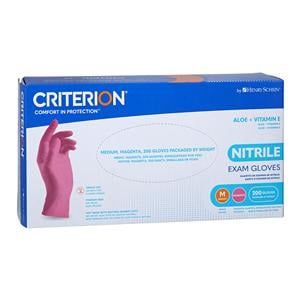 Criterion Aloe + Vitamin E Nitrile Exam Gloves Medium Magenta Pink Non-Sterile