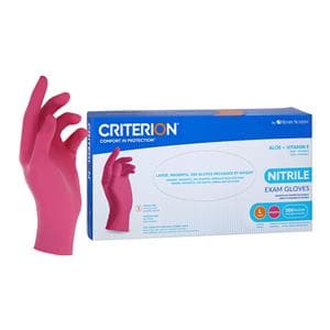 Criterion Aloe + Vitamin E Nitrile Exam Gloves Large Magenta Pink Non-Sterile