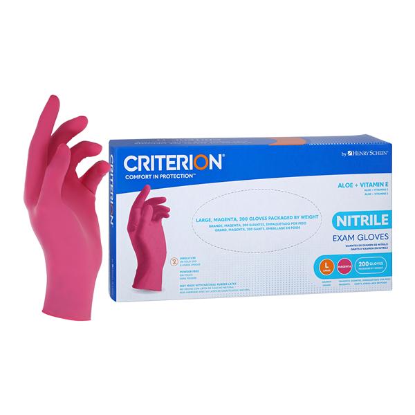 Criterion Aloe + Vitamin E Nitrile Exam Gloves Large Magenta Pink Non-Sterile