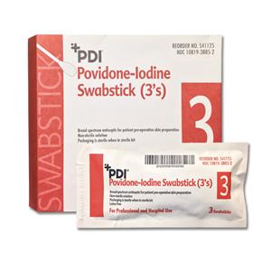 Surgical Prep Swabstick Povidone-Iodine 10% 3's 2.75x5.75