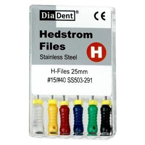 Hand Hedstrom Files 25 mm Size 15 Stainless Steel 6/Pk