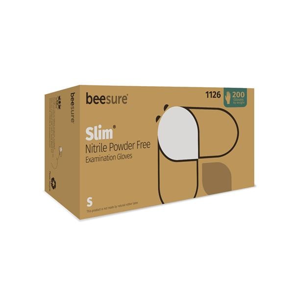 BeeSure Slim Exam Gloves Small White Non-Sterile