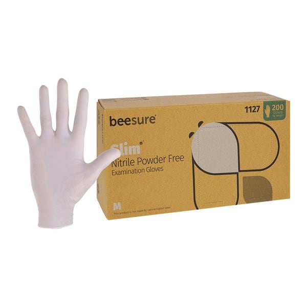 BeeSure Slim Exam Gloves Medium White Non-Sterile