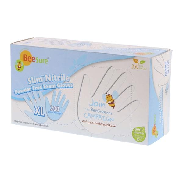 BeeSure Slim Nitrile Gants Très grand Non stérile Blanc 200/boîte