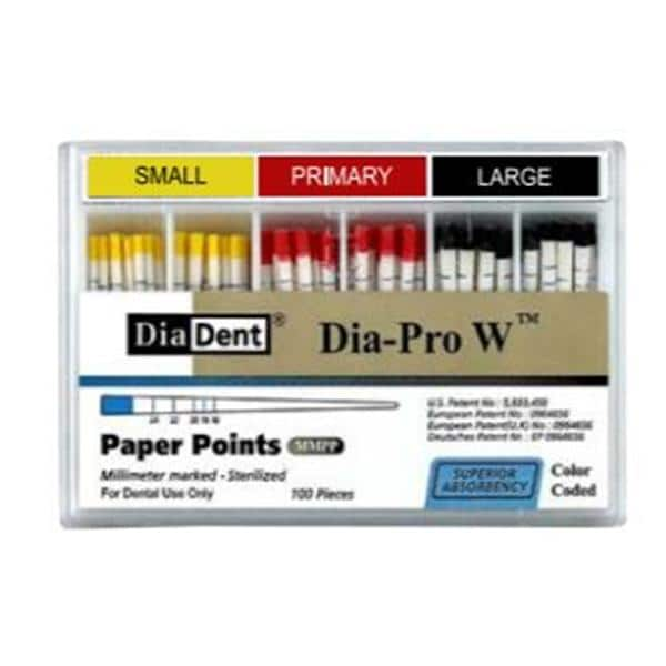 Dia-Pro W Absorbent Points Primary Red 100/Bx