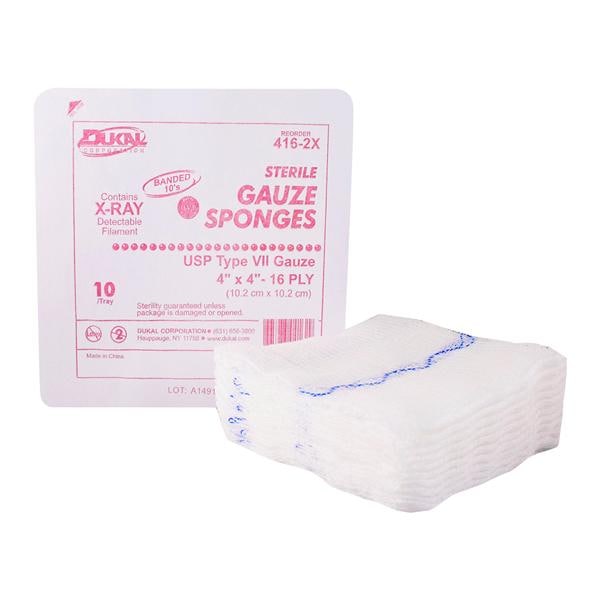 Cotton Gauze Sponge 4x4" 16 Ply X-Ray Detectable LF