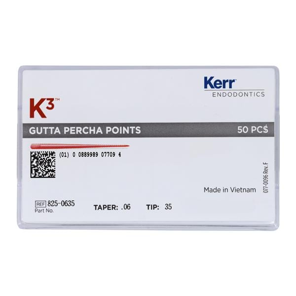 K3/K3XF Gutta Percha Points Size 35 Green 50/Pk