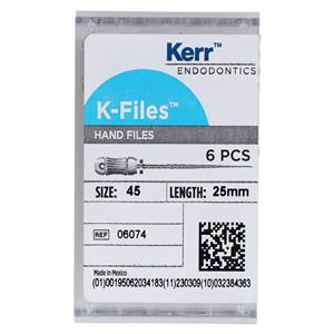 Hand K-File 25 mm Size 45 Stainless Steel White 6/Pk