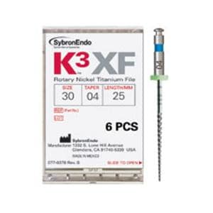 K3XF Rotary File 25 mm Size 45 Nickel Titanium White 0.04 6/Pk