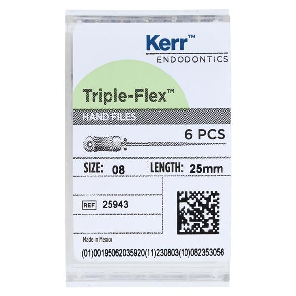 Triple Flex Files Hand Flex File 25 mm Size 8 Stainless Steel Grey 6/Pk