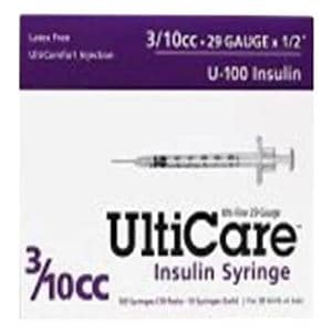 Syringe/Needle 0.3cc 29gx1/2" Lo-Dose U-100 Insulin Conventional 500/Bx