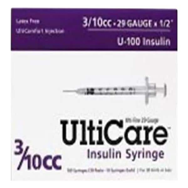 Syringe/Needle 0.3cc 29gx1/2" Lo-Dose U-100 Insulin Conventional 500/Bx