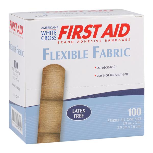 Bandage Adhesive Strip Fabric 3/4x3" Flexible Flesh LF 100/Bx