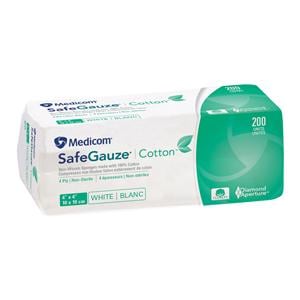 SafeGauze Gaze Coton Non stérile Sans latex de caoutchouc naturel 2000/caisse