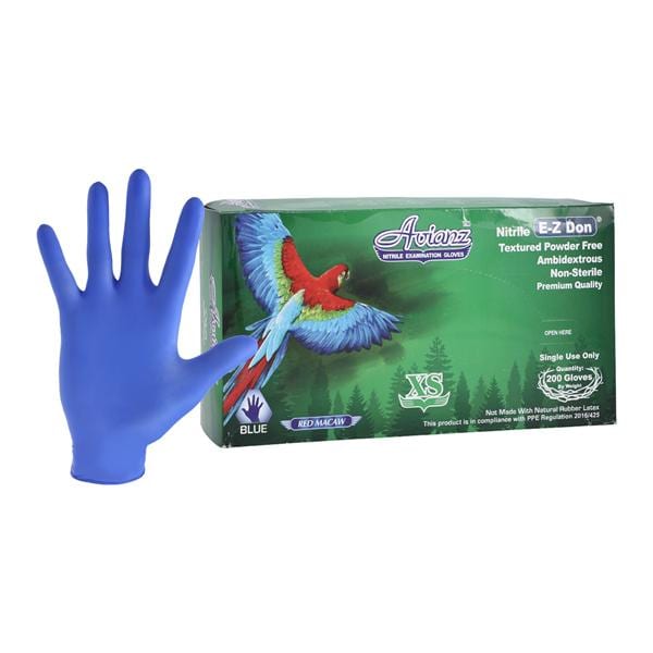 Avianz EZ Don Exam Gloves X-Small Blue Non-Sterile