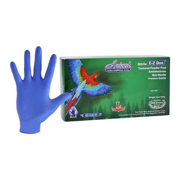 Avianz EZ Don Exam Gloves Large Blue Non-Sterile