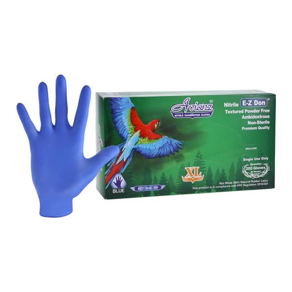 Avianz EZ Don Exam Gloves X-Large Blue Non-Sterile