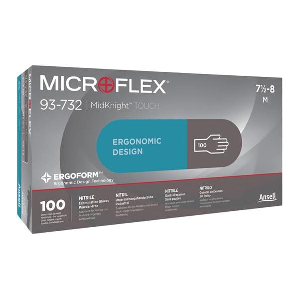 MICROFLEX MidKnight Touch Exam Gloves Large Black Non-Sterile