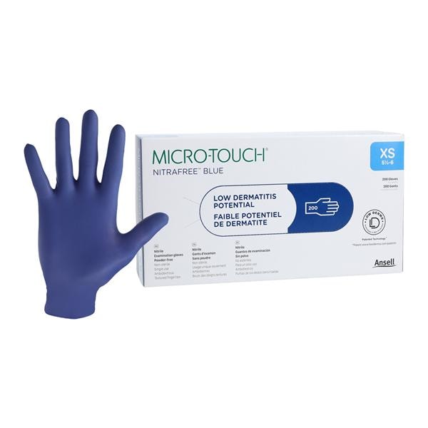 Micro-Touch NitraFree Exam Gloves X-Small Blue Non-Sterile