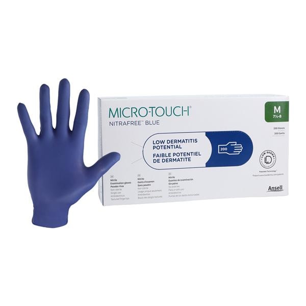 Micro-Touch NitraFree Exam Gloves Medium Blue Non-Sterile