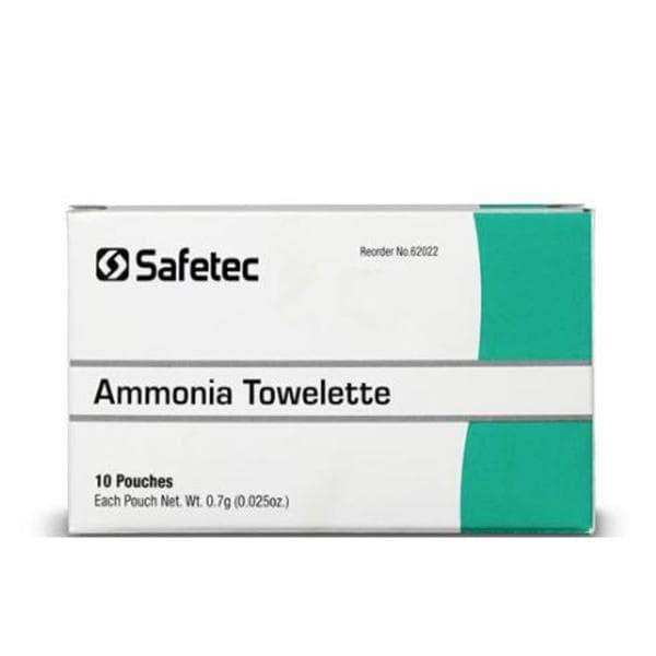 Safetec Ammonia Inhalant Wipes 15-30% 10/Bx