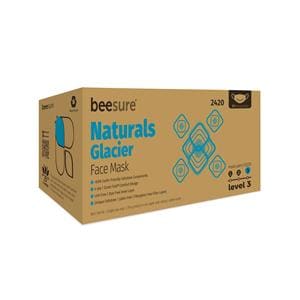 BeeSure Naturals Face Mask ASTM Level 3 White / Blue Adult 50/Bx